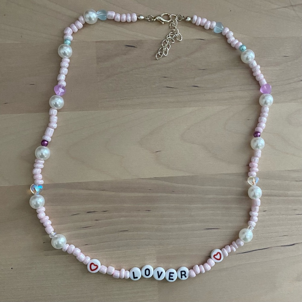 handmade Taylor Swift lover pearl heart beaded necklace